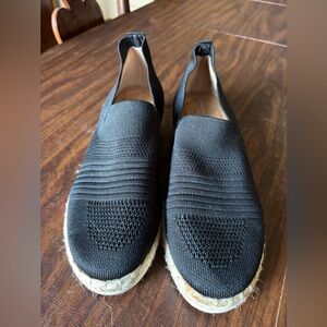 Black Knit Slip-On Espadrille Sneakers